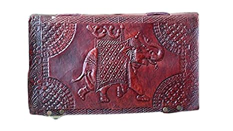 TUZECH Handmade Vintage Genuine Leather Well Crafted Journal Diary Notebook To Write Elephant Embossed (9 Inches)