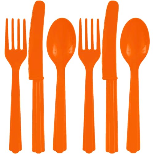 Amscan Assorted Plastic Cutlery | Orange Peel | Pack of 24 | Party Supply - 4546.05