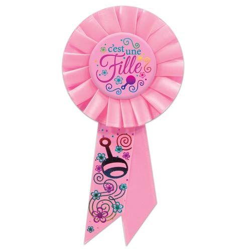Beistle SRS002F C'est une fille Fabric Rosette, Pink