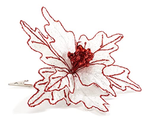 Giftcraft 684078 Christmas Poinsettia with Clip, 9.44-inch Width