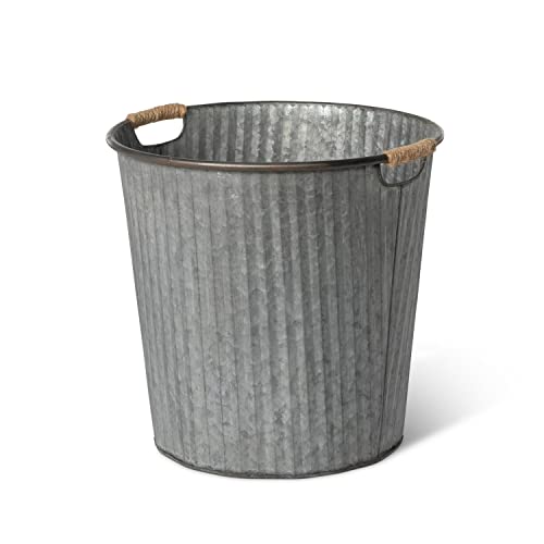 Park Hill Collection Garden Floral Galvanized Flower Bucket, Large