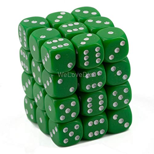 Chessex CHX25805 Dice-Opaque: 36D6 Green/White Set