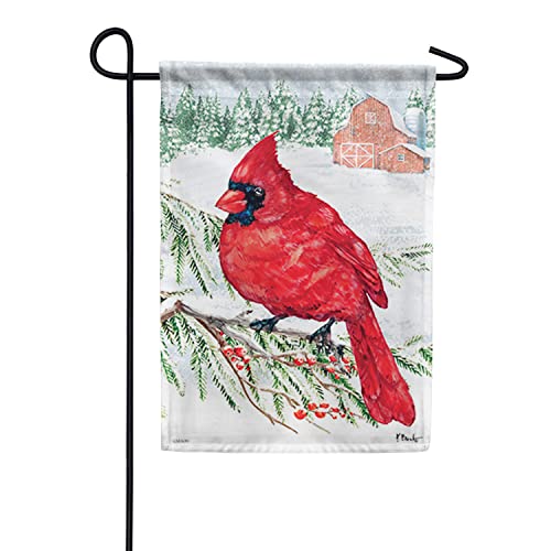 Carson Home Accents Christmas Crimson Cardinal DuraSoft Garden Flag, 12-inch Width, Fabric