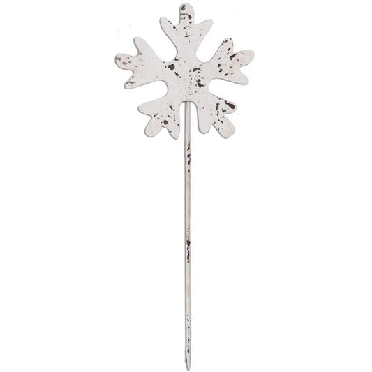 Blossom Bucket Laser Cut Metal Snowflake Stake, 16-inch Height