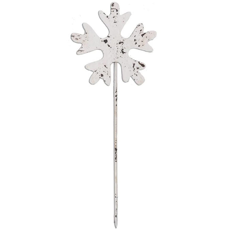 Blossom Bucket Laser Cut Metal Snowflake Stake, 16-inch Height