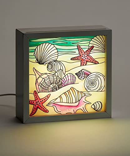 Giftcraft 717919 Seashell and Beach LED Light Box, 6-inch Square