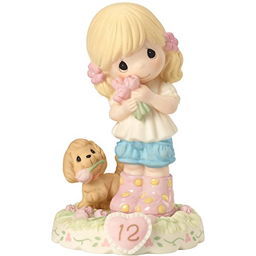 Precious Moments 162011  Growing In Grace, Age 12, Bisque Porcelain Figurine, Blonde Girl