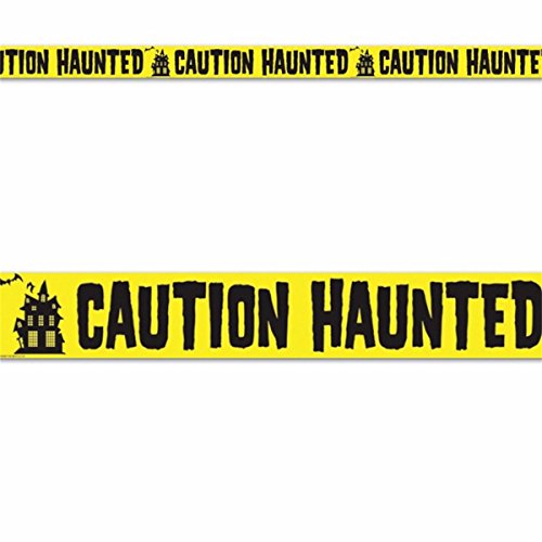 Beistle Caution Haunted Party Tape 3 In. X 20 Ft. Halloween Party Accessory (1 Count) (1/pkg) Pkg/3