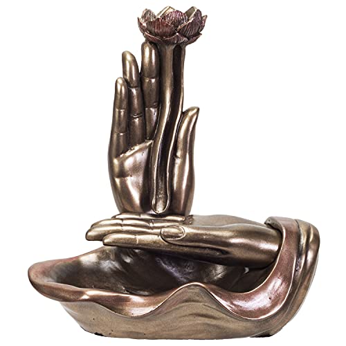 Pacific Trading Eastern Prayer Hands Backflow Incense Burner Resin Figurine Home Decor
