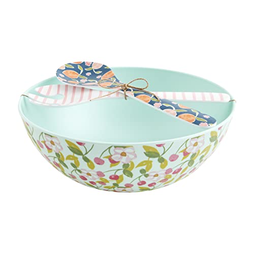 Mud Pie Cherry Outdoor Serving Bowl Set, 11-inch diameter