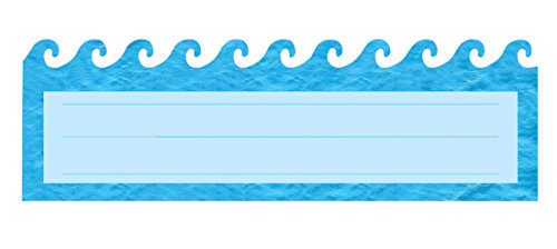 Hygloss Products Die-Cut Name Plate - Great Teaching Tool - Perfect for Labeling in Classroom & Other Uses - Ocean Waves - 9.5 x 3 inches - 30 Pk (45557)