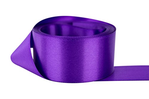 Ribbon Bazaar Double Faced Satin Ribbon - Premium Gloss Finish - 100% Polyester Ribbon for Gift Wrapping, Crafts, Scrapbooking, Hair Bow, Decorating & More - 7/8 inch Purple 50 Yards