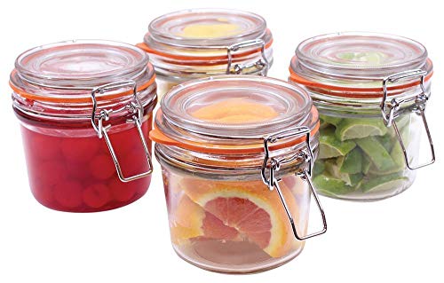 TableCraft CJS12 4-Piece Resealable Condiment Jar Set