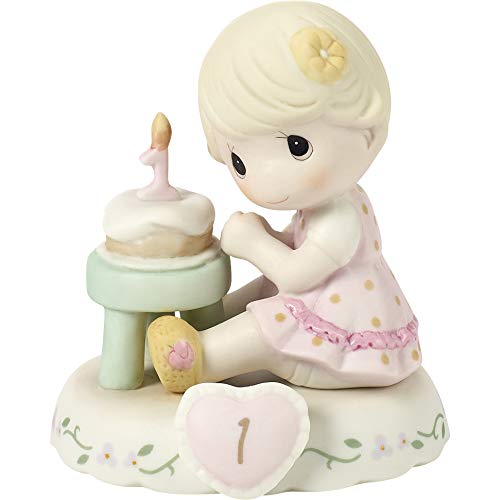 Precious Moments,  Growing In Grace, Age 1, Bisque Porcelain Figurine, Blonde Girl, 142010
