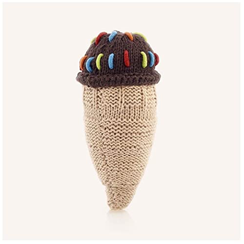 Pebble 200-019C Ice Cream Cone Rattle, 5.5-inch Length, Cotton Yarn, Pistachio