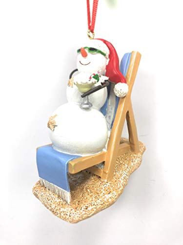 Kurt Adler Snowman on Beach Chair Ornament for Personalization