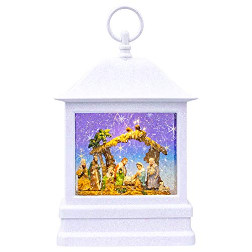 Roman LED Holy Family Swirl Lantern Rectangular White 11 inch Acrylic Holiday Globe