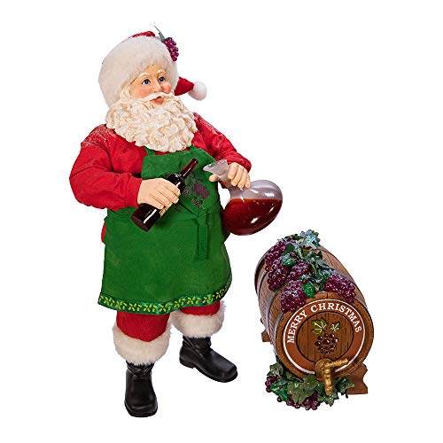 Kurt Adler Kurt S. Adler 10.5-Inch Fabrich√Å√º√° Wine Barrel, 2 Piece Set Santa, Multi