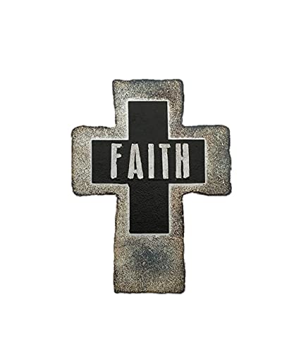 Comfy Hour Faith and Hope Collection Rusty Black Faux Rock Style, Wall Cross with FAITH