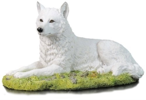 Unicorn Studio 8.75 Inch Wolf Resting on Pasture Decorative Statue Figurine, White