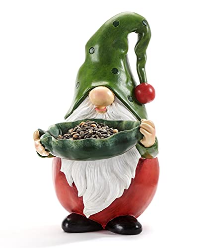 Giftcraft 717051 Gnome Bird Feeder, 14-inch Height, Poly Resin