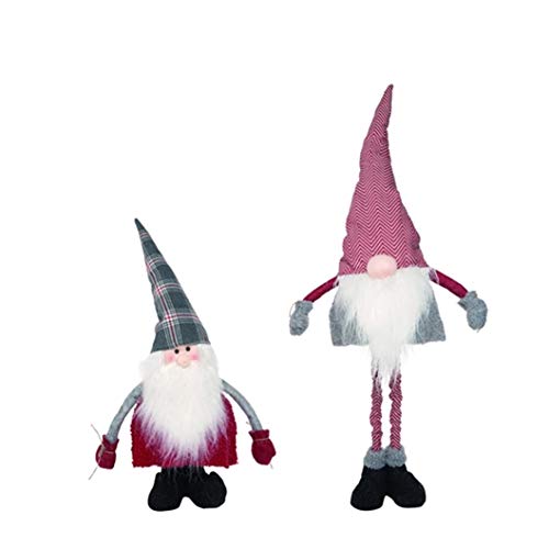 Transpac Y5238ZU Plush Telescoping Santa Gnome, Set of 2