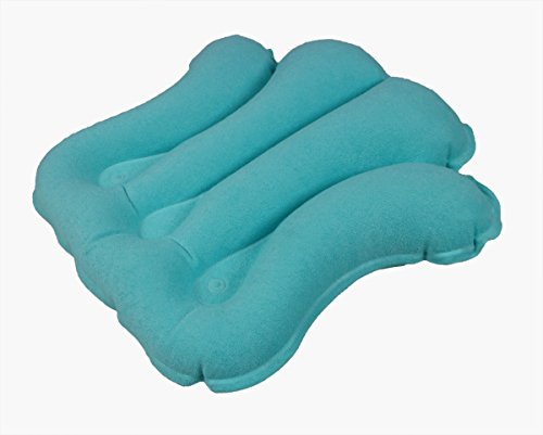 ObboMed¬Æ HB-1200N Luxury Inflatable Terry Cloth Shell Spa Neck Support Bath Pillow with 4 Suction Cups for Bathtub, Hot tub, Jacuzzi, Whirlpool, Home Spa tub ‚Äì Color : Tiffany Blue