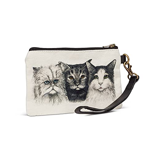 Abbott Collection  96-POUCH-CN-07 Cat Trio Zip Pouch with Strap, White/Black