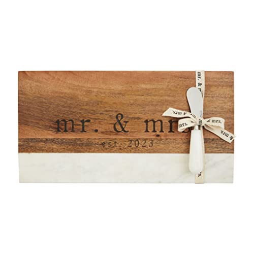 Mud Pie Mr. and Mrs. Est. 2023 Board Set, 7.25" x 14.50, Marble