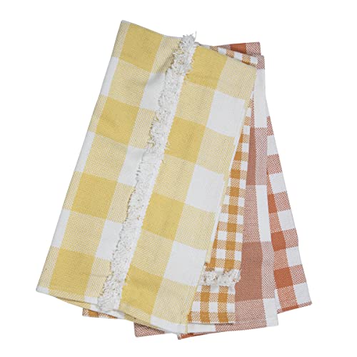 Foreside Home & Garden Set of 4 Candy Plaid Multi Cotton Tea Towels