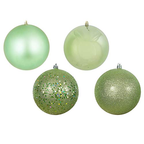 Vickerman 6" Celadon 4-Finish Ball Ornament Assortment, 4 per Box