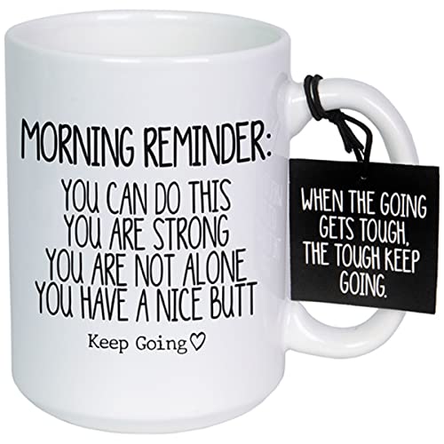 Carson Home 24896 Keep Going Collection Morning Reminder Mug with Tag, 15 oz