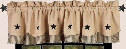 Home Collection by Raghu Fairfield Valance with Black Star, 72 by 15.5-Inch, Nutmeg