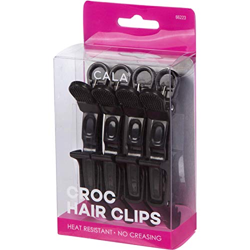Cala Black croc hair clips 4 count, 4 Count