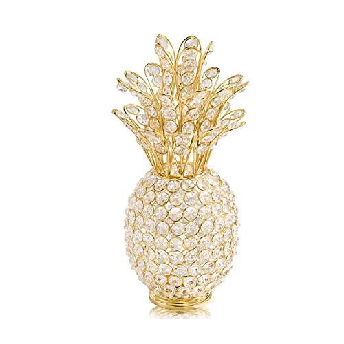 Modern Day Accents Crystal Gold Pineapple Sculpture, Clear