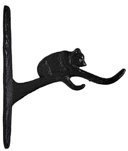 De Leon Collections Cast Iron Bear on Tree Wall Hook, Coat Hook, Utility Hook, Large 7.75-inches
