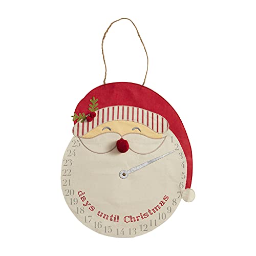 Mud Pie Christmas Santa Clock Countdown, 16" Diameter, Cotton