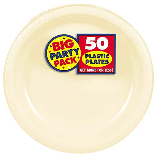Amscan Plastic Lunch Plates, 50 pieces, Vanilla