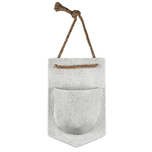 Foreside Home & Garden Sandy Pocket Wall Pot White Metal & Rope