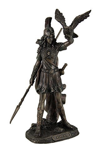 Unicorn Studio Athena - Greek Goddess Of Wisdom And War with Owl Statue