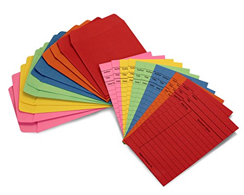 Hygloss Products, Inc 50 Colored Self-Adhesive Library Pockets and Cards, Sets