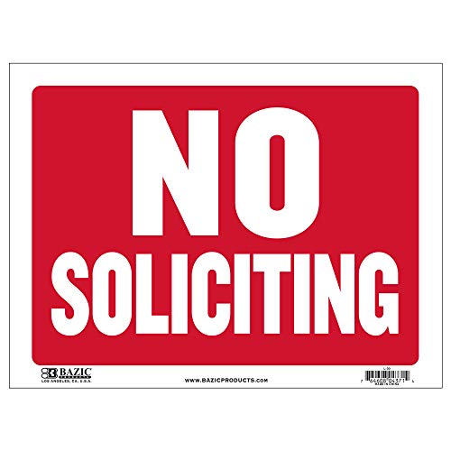 BAZIC 12" X 16" No Soliciting Sign, Large Visibility Signs for Home Business Store Office Restaurants Bars Retail Salon Shops, Plastic, Waterproof Outdoor Signage, 1-Pack