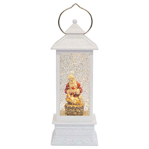 ROMAN 11"LED SWIRL LANTERN KNEELNG SANTA WHITE LANTERN B/O W/O BT