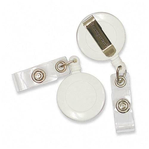 Baumgartens Card Reel With Belt Clip - Plastic - White