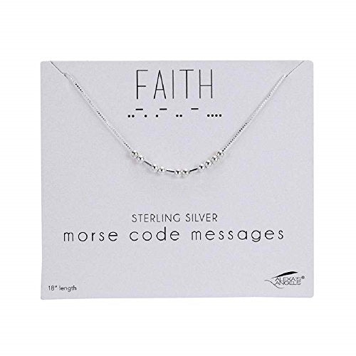 Roman Alexa's Angels 18" SS morse code necklace faith carded