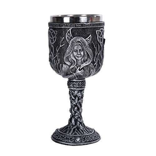 Pacific Trading Triple Goddess Wine Goblet Made of Polyresin With Stainless Steel Rim