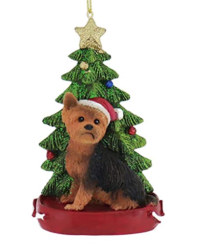 Kurt Adler C7954YO Yorkshire Terrier with Christmas Tree Ornament, 4.25-inch Height