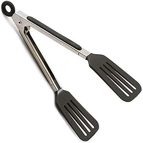 Norpro 8" Stainless Steel Mini Slotted Spatula Locking Serving Tongs