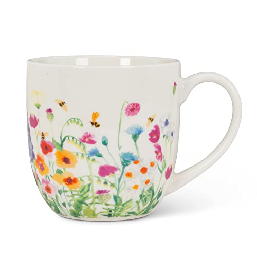 Abbott Collection  27 Bee Garden Mug-4" H(12oz), White/Multi