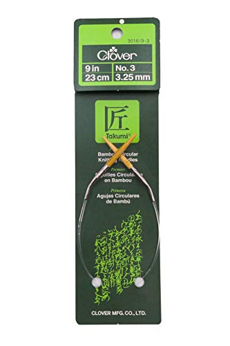 Clover Bamboo Circular Knitting Needles "Takumi" , 9-Inch Size 3 (3016/9-03)